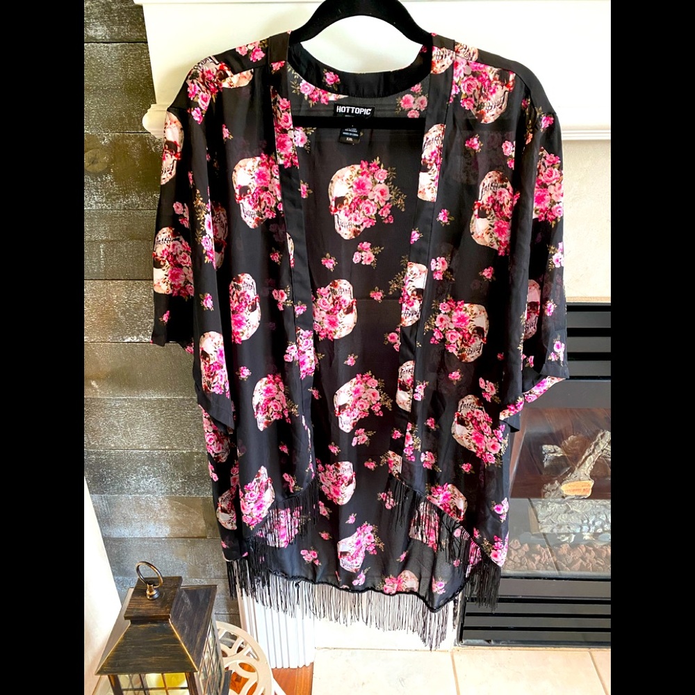 Hot Topic Floral Skull Kimono Size XXL